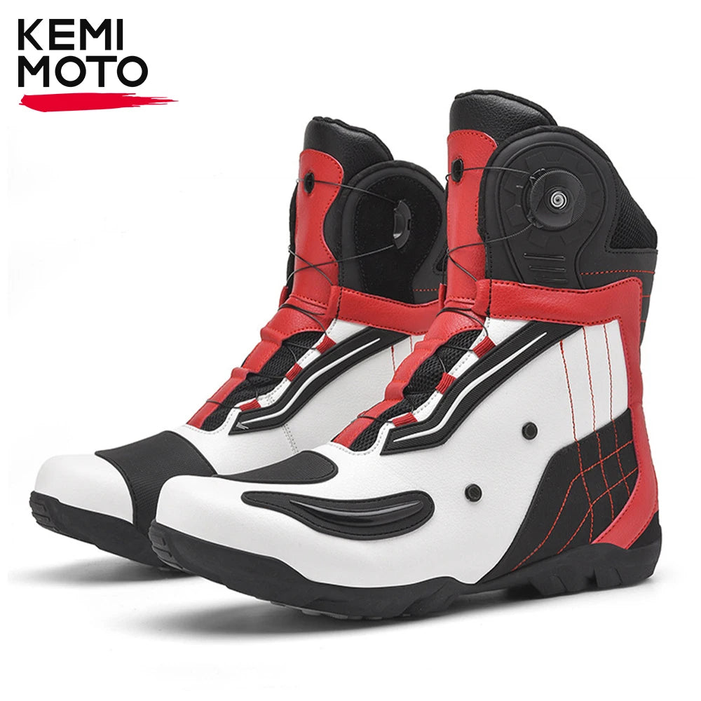 Motorcycle Men Boots Racing Shoes Riding Breathable Soft Boots Durable Off-road Motorbike Anti-kick protection Black Equipment