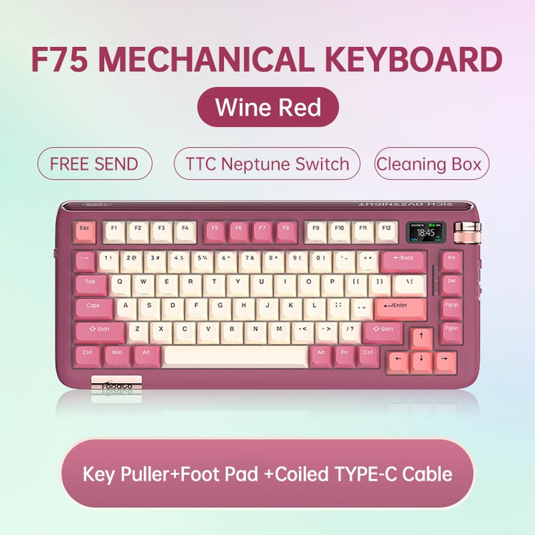 Fopato F75 Mechanical Keyboard Wireless Bluetooth 5.0/ 2.4G / Coiled TYPE-C Gamer Keyboard TTC Neptune Axis/Rabbit Axis Hotswap