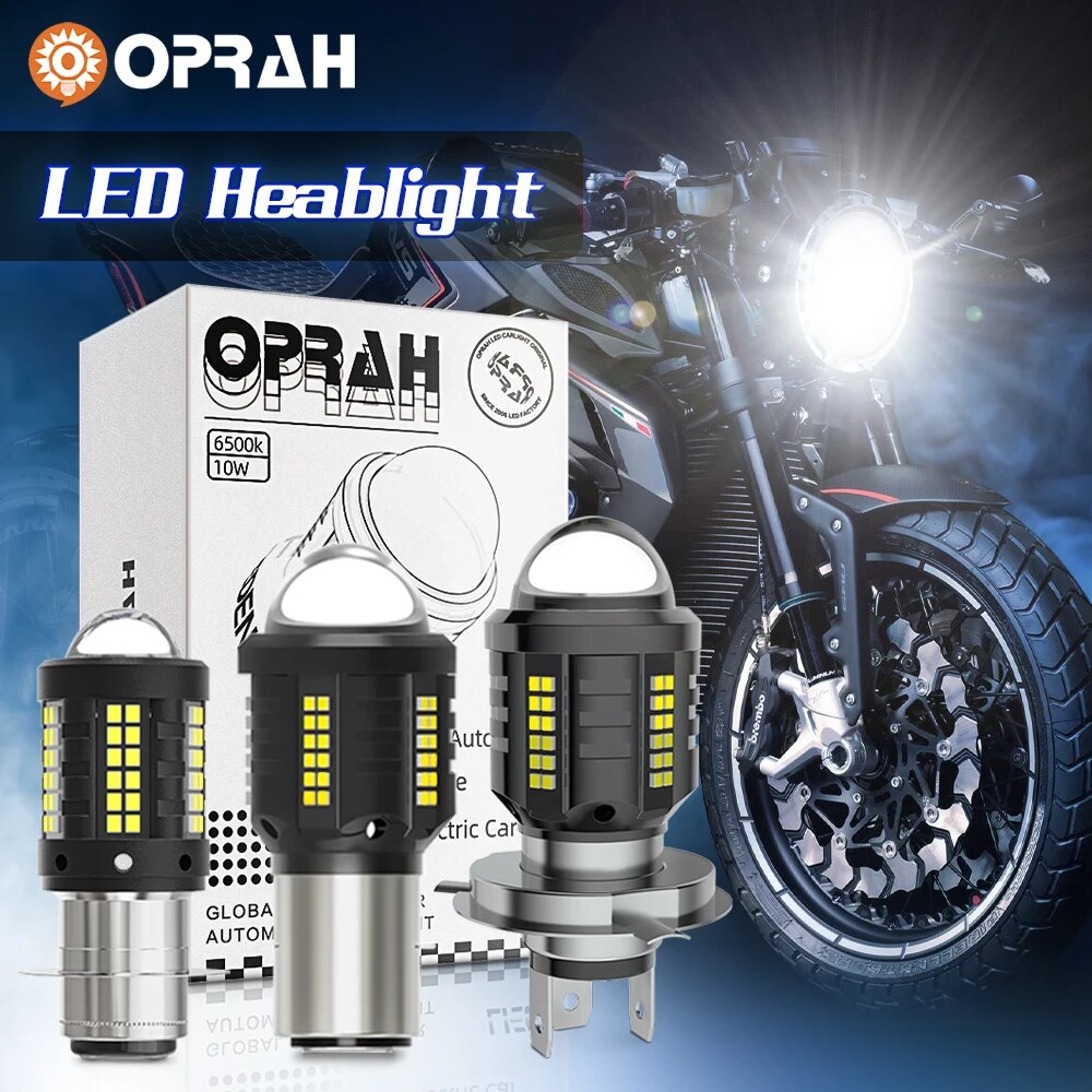 Oprah 8000LM Motorcycle H4 LED Headlight BA20D P15D For Honda Shadow750 Spirit C2 Triumph Yamaha Motorbike Accessories Fog Lamps