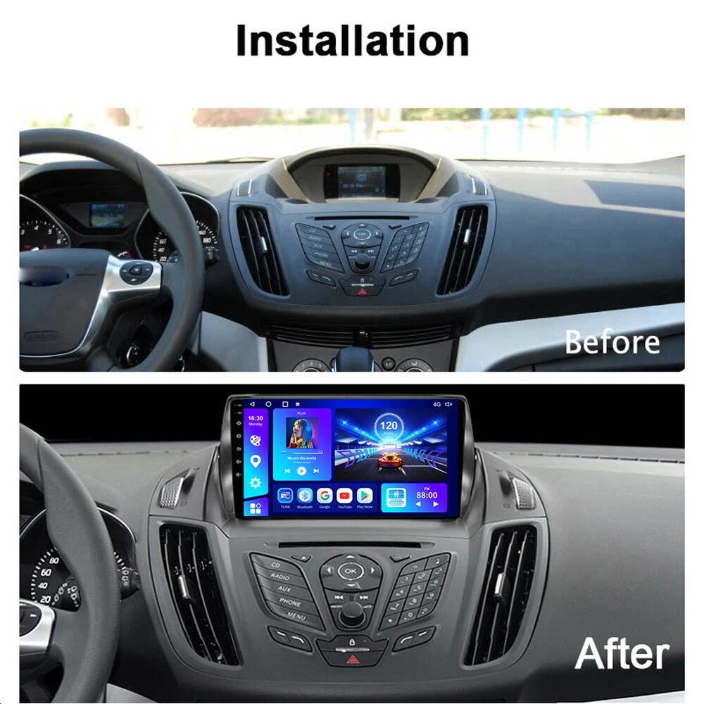 NAVISTART Carplay Autoradio Android Auto 4G WIFI GPS Car Radio For Ford C-MAX Kuga 2 Escape 3 2012 - 2019 Android Car Multimedia
