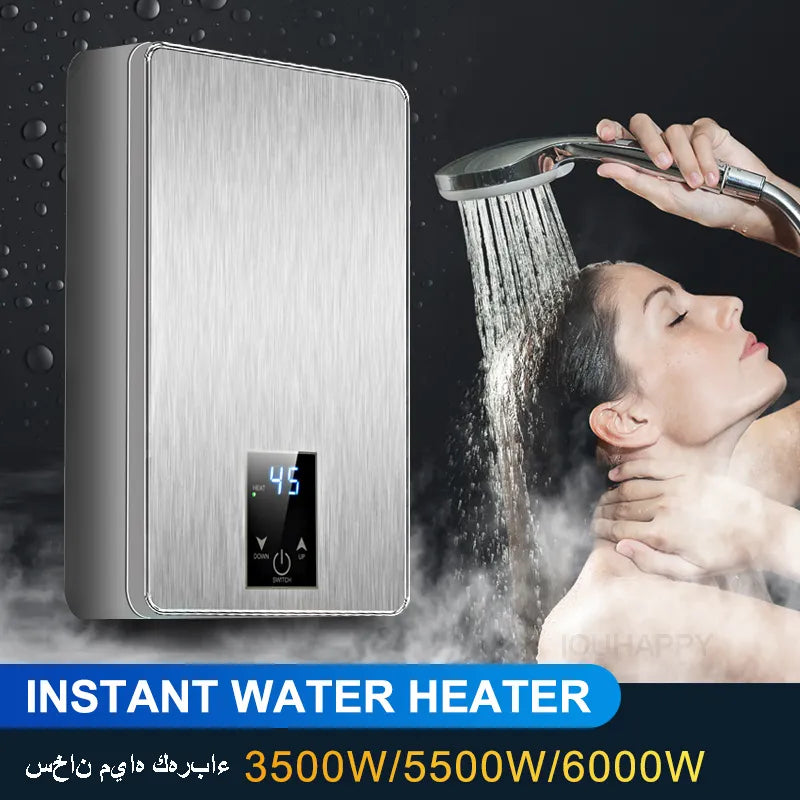 Instant Water Heater 220V 6000W Electric Water Heaters Portable Electric Heaters for Bathroom Hot Water Shower Kitchen Heating