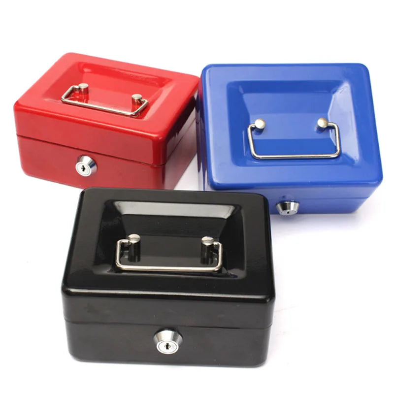Practical Mini Petty Cash Money Box Stainless Steel Security Lock Lockable Safe Small Fit for House Decoration 3 Size