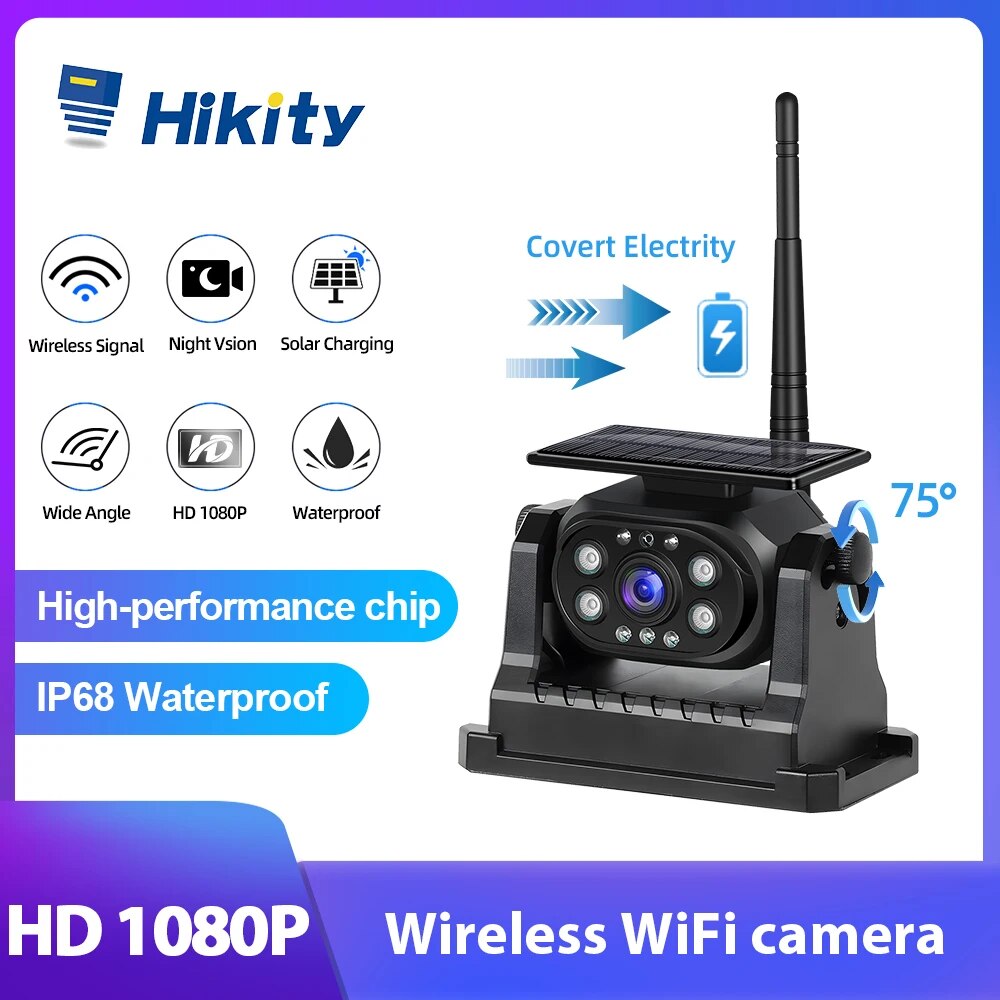 Hikity Solar Magnetic WIFI Camera Parking Rearview IP68 Waterproof Backup camera for Truck Audi/VW/Passat/Tiguan/Golf