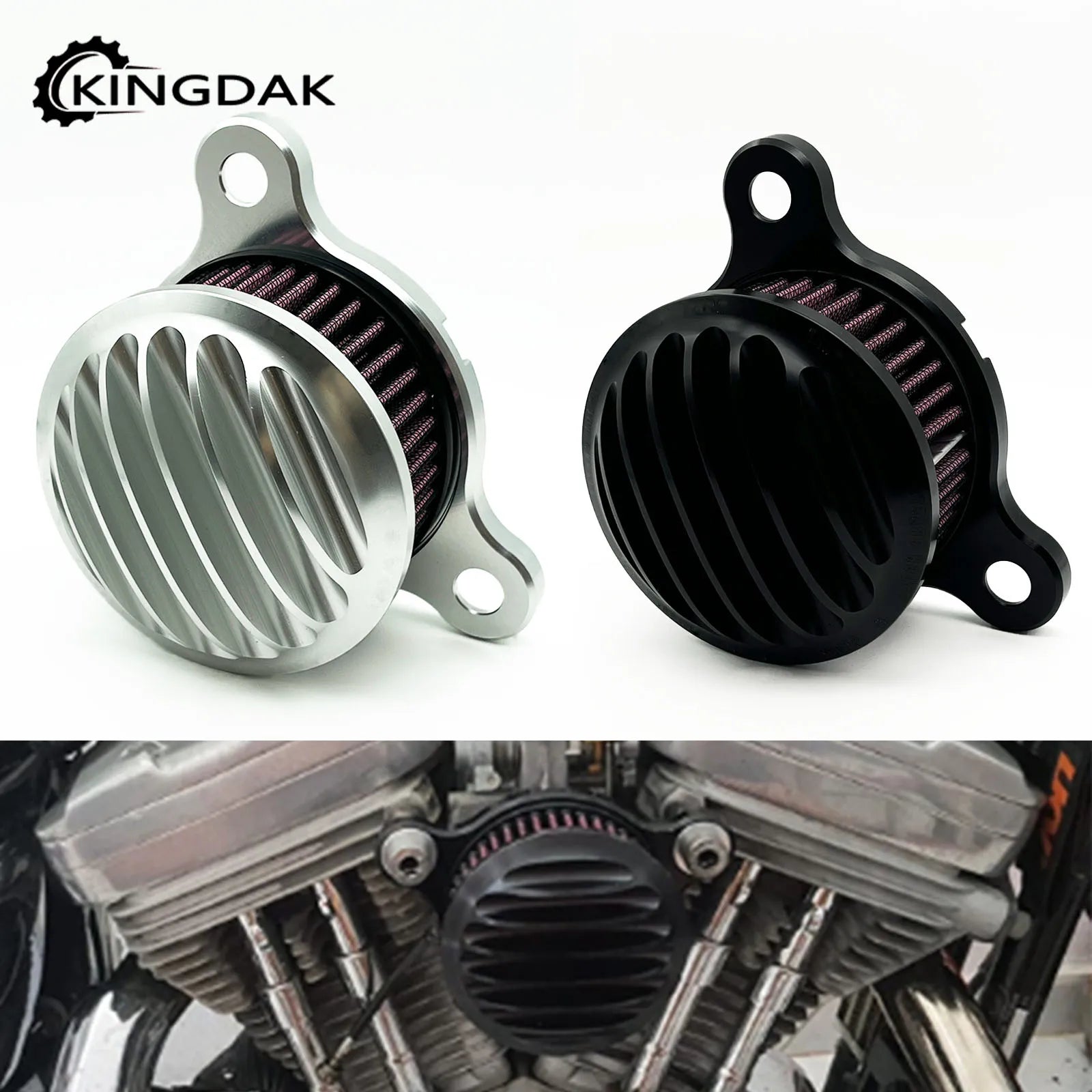 Motorcycle Air Filter Air Cleaner Intake System Black Chrome for Sportster Iron 883 XL883 XL1200 48 Forty Eight 72 1991-2023
