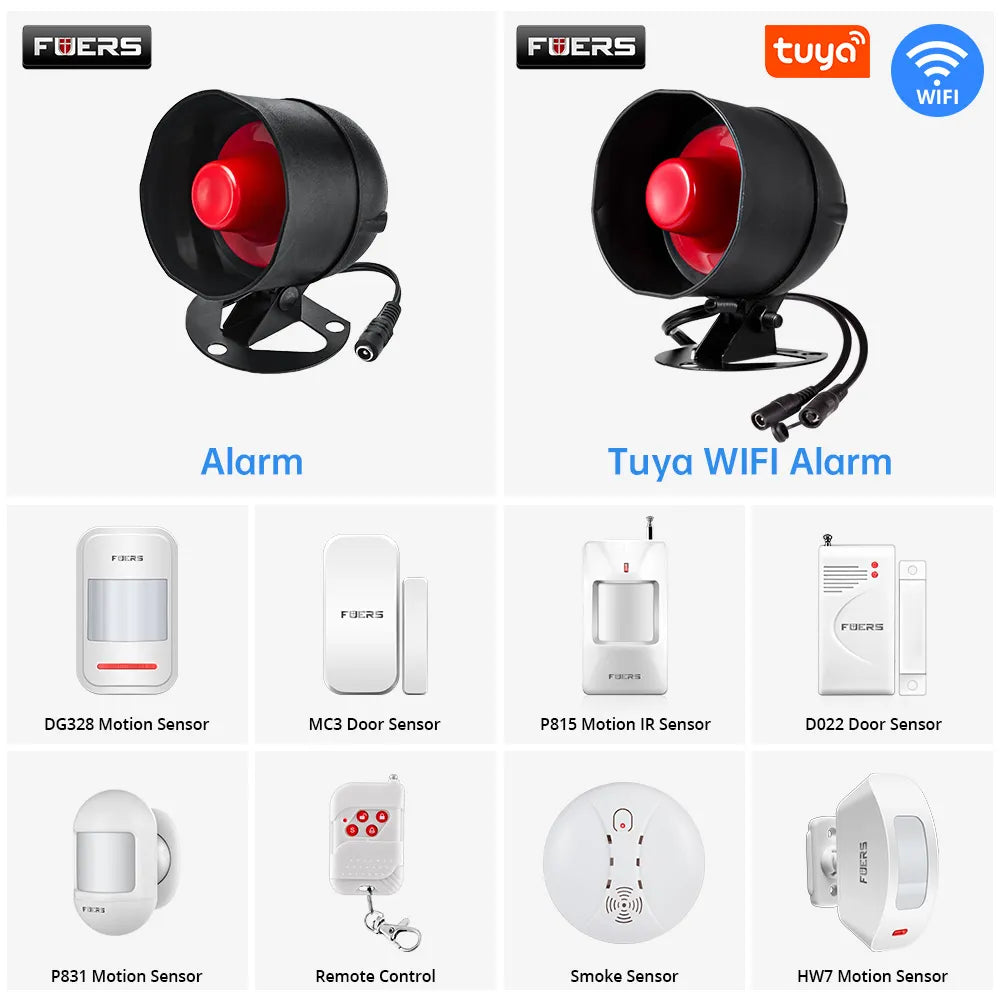 Fuers DIY WIFI Tuya Alarm System Siren Speaker Loudly Sound Home Alarm System Wireless Detector Security Smart Control