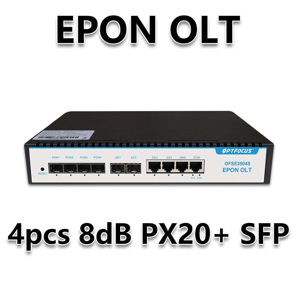 OPTFOCUS EPON OLT 4PON PX20+ 7dB 9dB SFP EPON OLT 1G Compatible with All Brand of ONU 256 Users Free Shipping