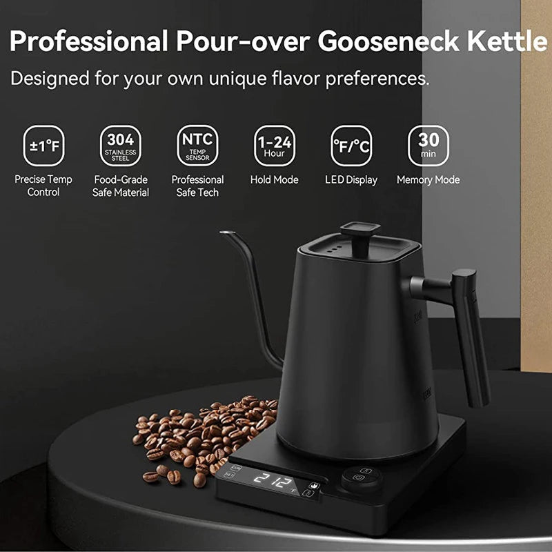 110V 220V Gooseneck Electric Kettle 1000ml Hand Brew Coffee Pot Smart Teapot Temperature Control Pot 1200W Rapid Heating Kettle