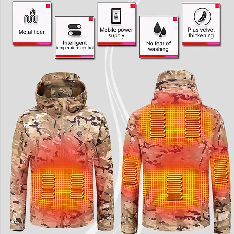 Heated Jacket Winter Heating Motorcycle Jacket USB Electric Heating Jackets Hooded Camping Keep Warm Motorcycle Heated Clothes