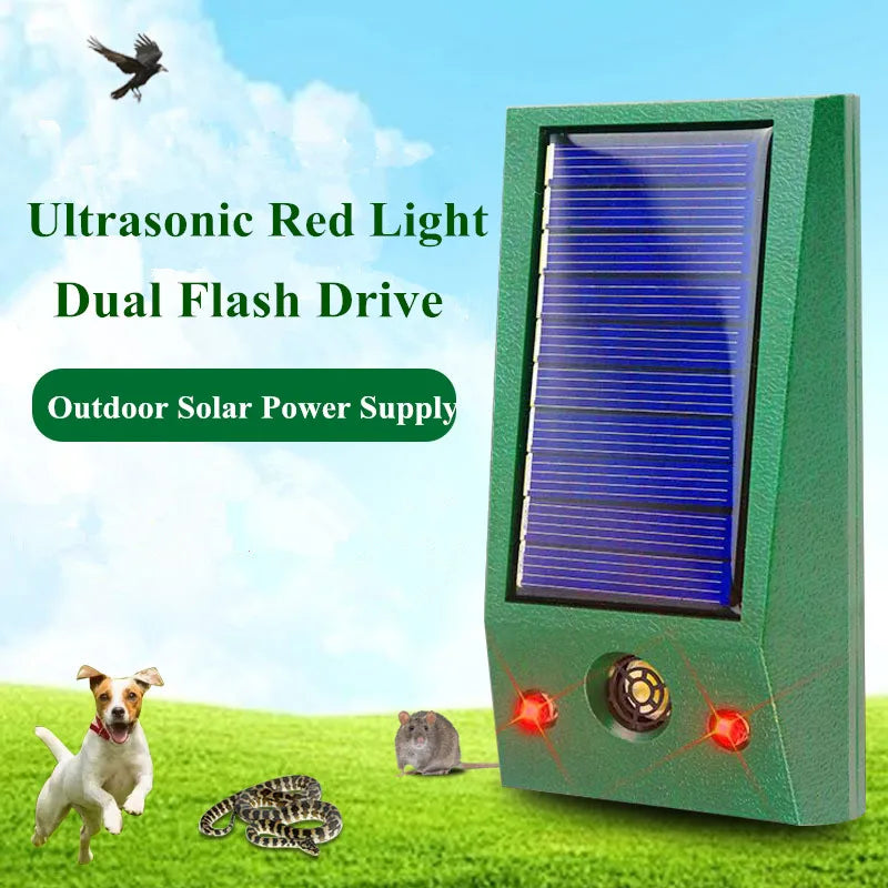Solar Powered Ultrasonic Electronic Bird Repellent IP66 Waterproof Pigeon Deterrent LED Flashing Pest Repeller for Yard Control