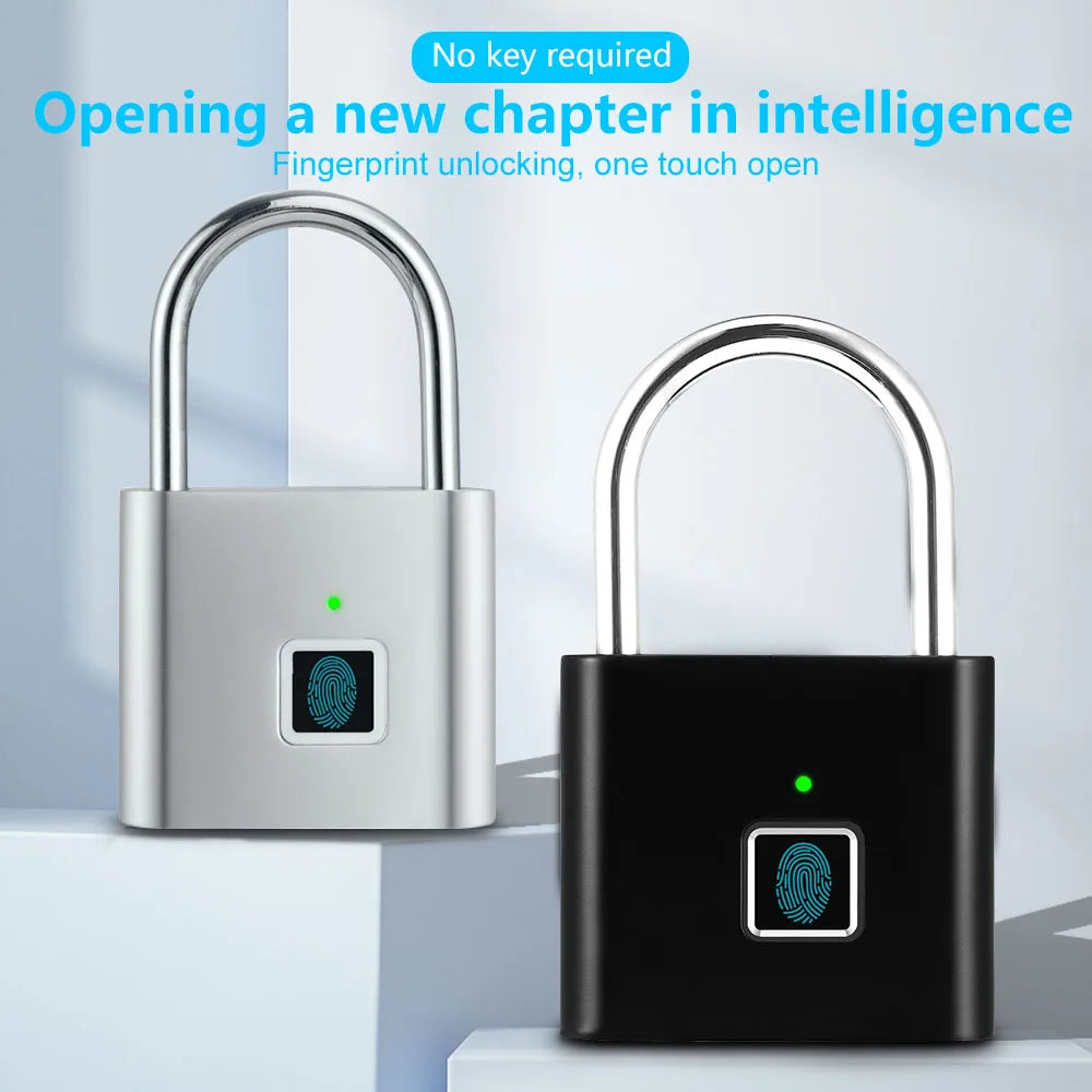 NEW Electronic Padlock Luggage Fingerprint Lock USB Rechargeable Smart Keyless Security Home Dormitory Door Lock Cabinet Locker