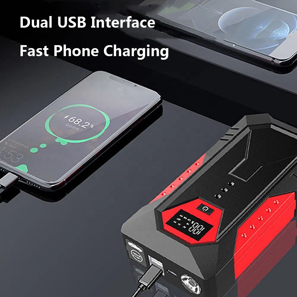 New 22000mAh Portable Car Jump Starter Power Bank Car Booster Charger 12V Starting Device Petrol Diesel Car Emergency Booster