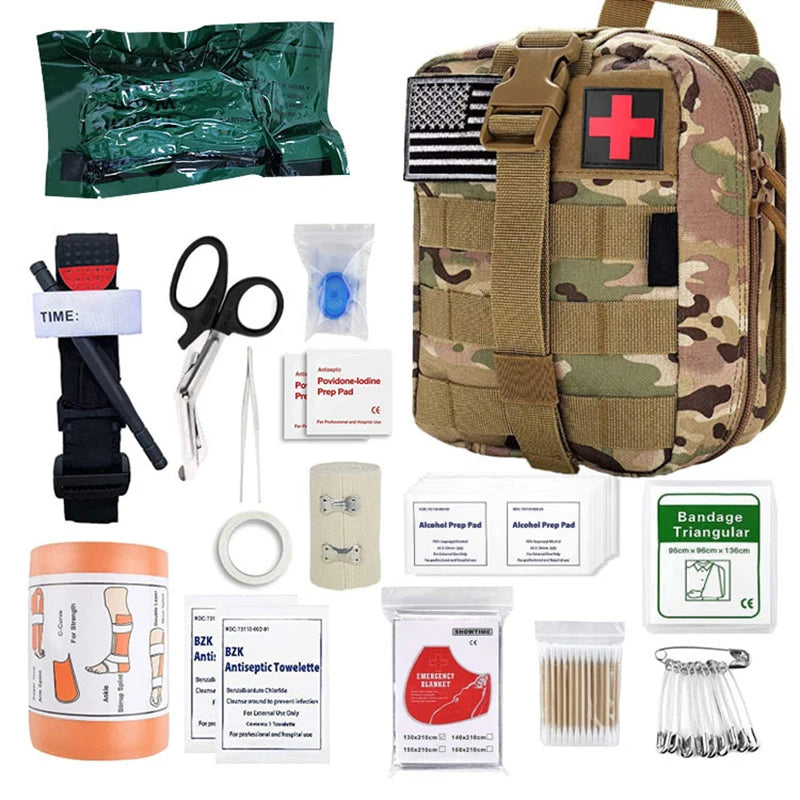 46 pcs Tactical first aid kit Tourism Equipment Survival Kit Molle Outdoor Gear Emergency for Camping Hiking and Adventures