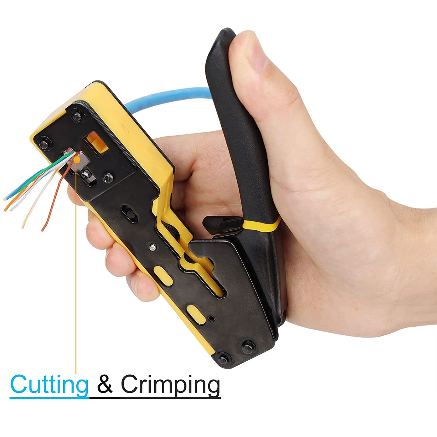 ZoeRax RJ45 Crimp Tool Pass Through Crimper Cutter for Cat6 Cat5 Cat5e 8P8C Modular Connector Ethernet All-in-one Wire Tool