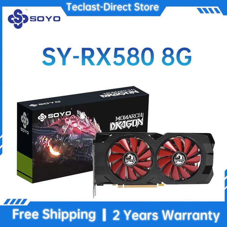 SOYO New Original Radeon AMD Graphics RX 550 4GB 128Bit Rx580 8G 256Bit GDDR5 Graphics GPU Gaming Video HDMI DP Compatible