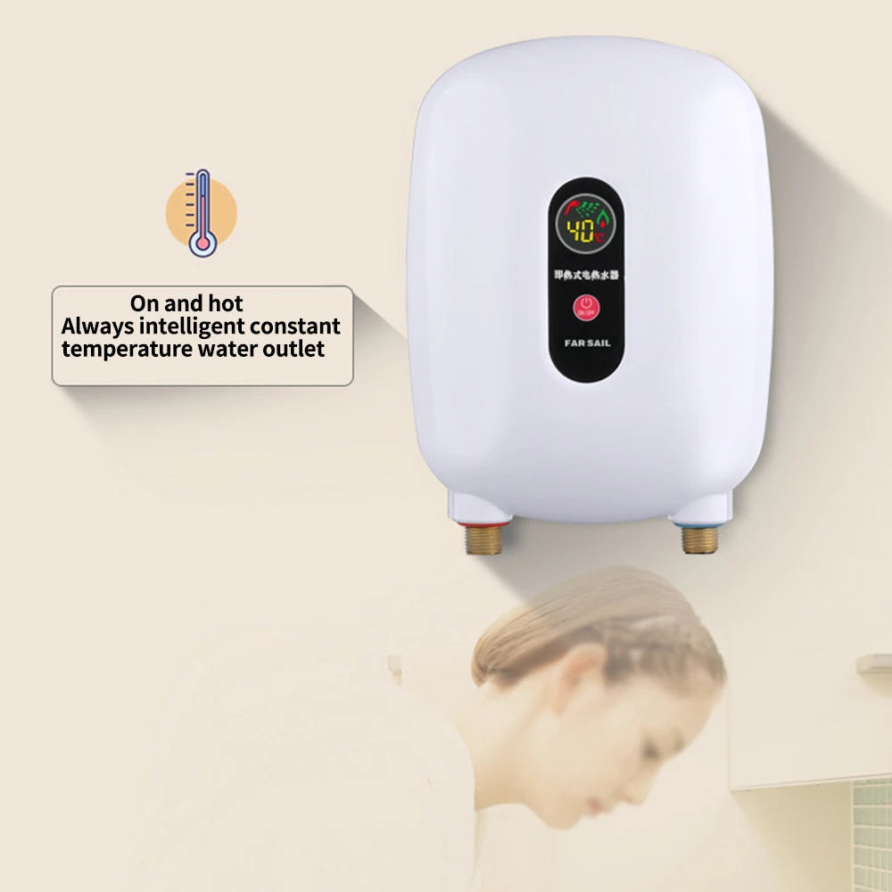 3500W Electric Water Heater Kitchen Treasure Hot Water Tankless Instant Bathroom Flow Water 110V/220V Instantaneous Water Heater