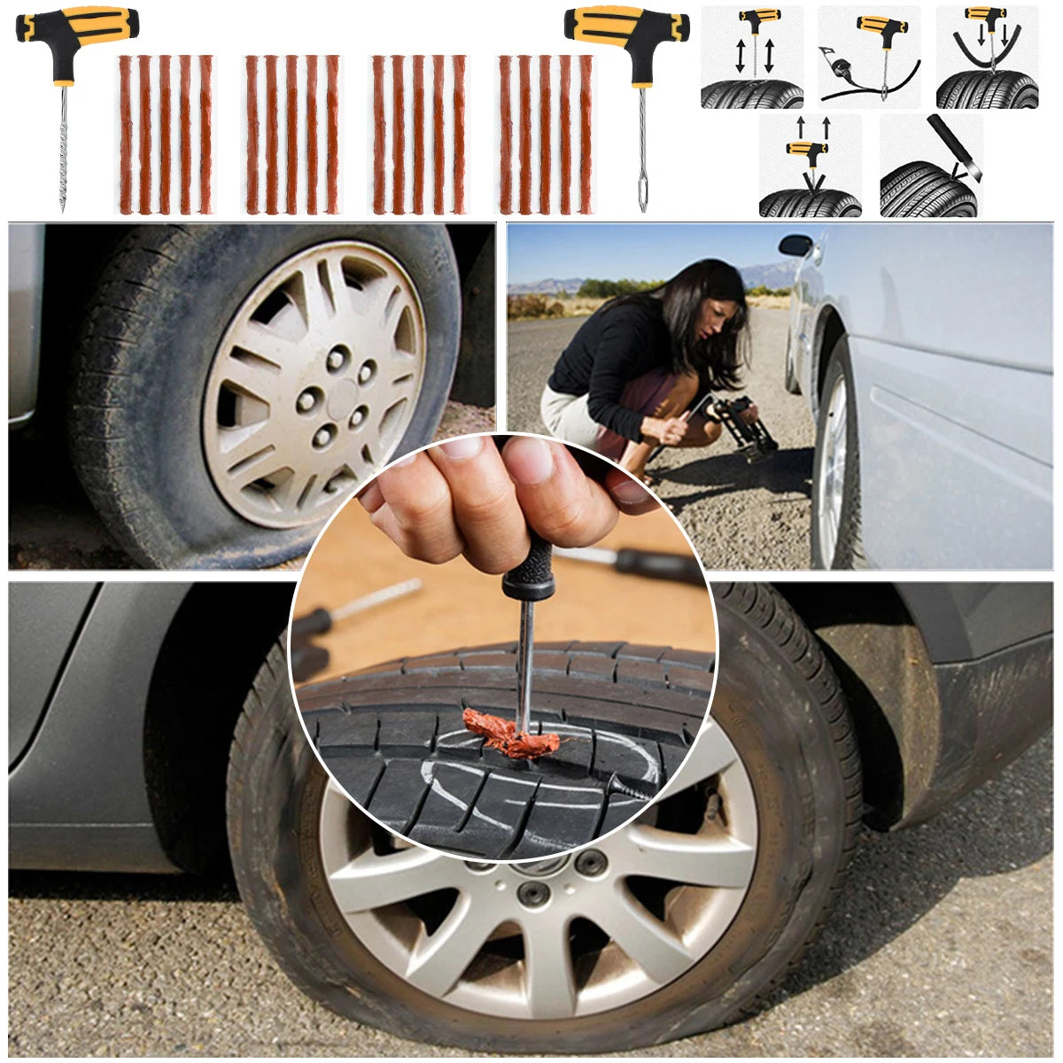 4Pcs Rubber Lifting Jack Pad Adapter Tool Chassis Tire Repair Tool Kit Puncture Plug Set For Tesla Model 3 S X Y Car Accessories