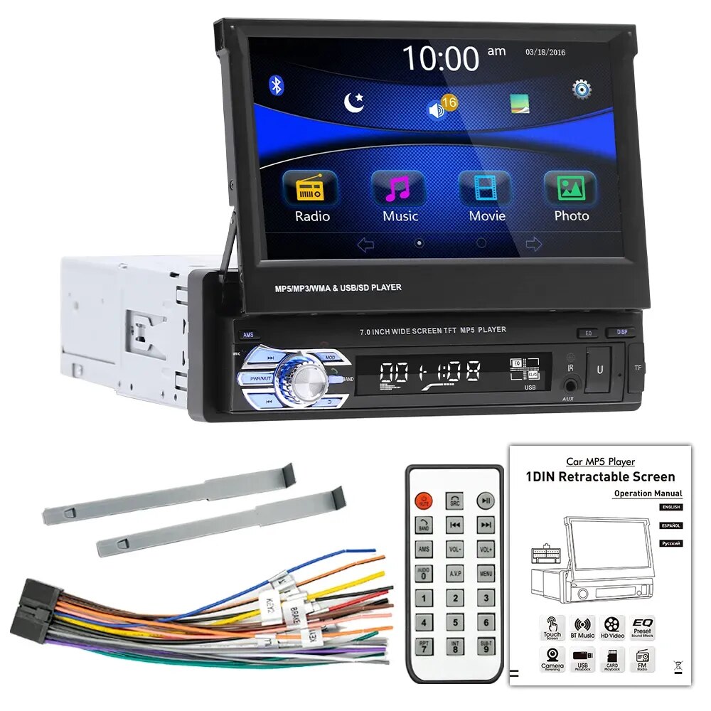 1 Din 7-inch Universal Car Radio MP5 Player Touch Screen FM USB SD Rear View Camera Android Multimedia Player Autoradio