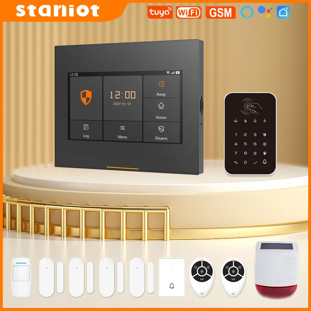Staniot Tuya Wireless WiFi GSM Home Burglar Security Alarm System Full HD Touch With Newest UI Interface Support IOS & Android