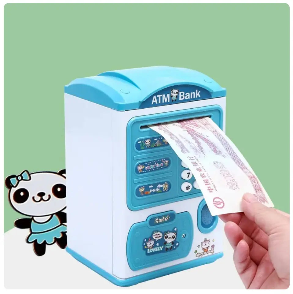 Lovely Cartoon Fingerprint Automatic Bank Automatic Cash Roll Atm Electric Girl Boy Children's Christmas Gifts Safe Deposit Box
