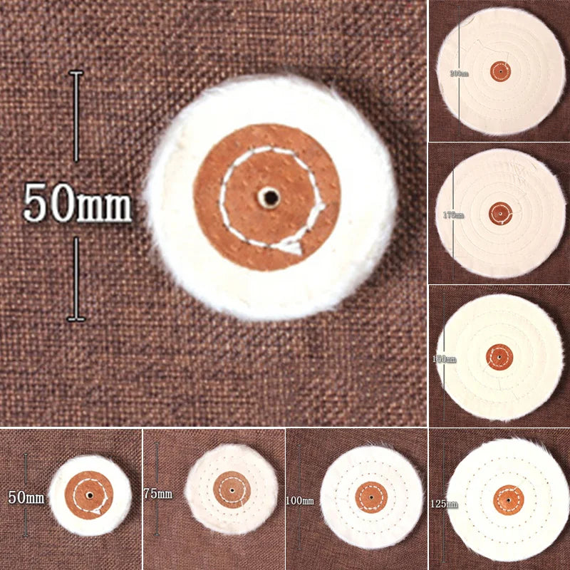 50-200mm White Cotton Lint Cloth Buffing Wheel Gold Silver Jewelry Mirror Polishing Wheel Grinder Tool Polishing Disc Polisher