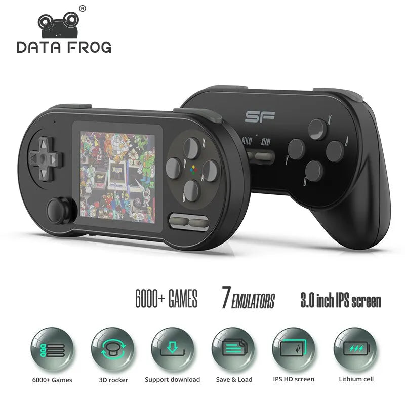 DATA FROG SF2000 3 Inch Screen Handheld Game Console Player Portable Game Player Built-in 6000 Games For Support AV Output