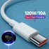 120W 10A USB Type C USB Cable Super Fast Charing Line for Xiaomi Samsung Huawei Honor Quick Charge USB C Cables Data Cord