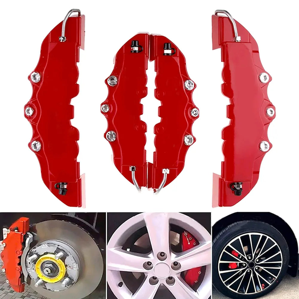 4PCS Car Tuning 3D Red Color Style Racing Disc Brake Caliper Covers M+S Kit Universal Interior Parts Car Decor Accessories