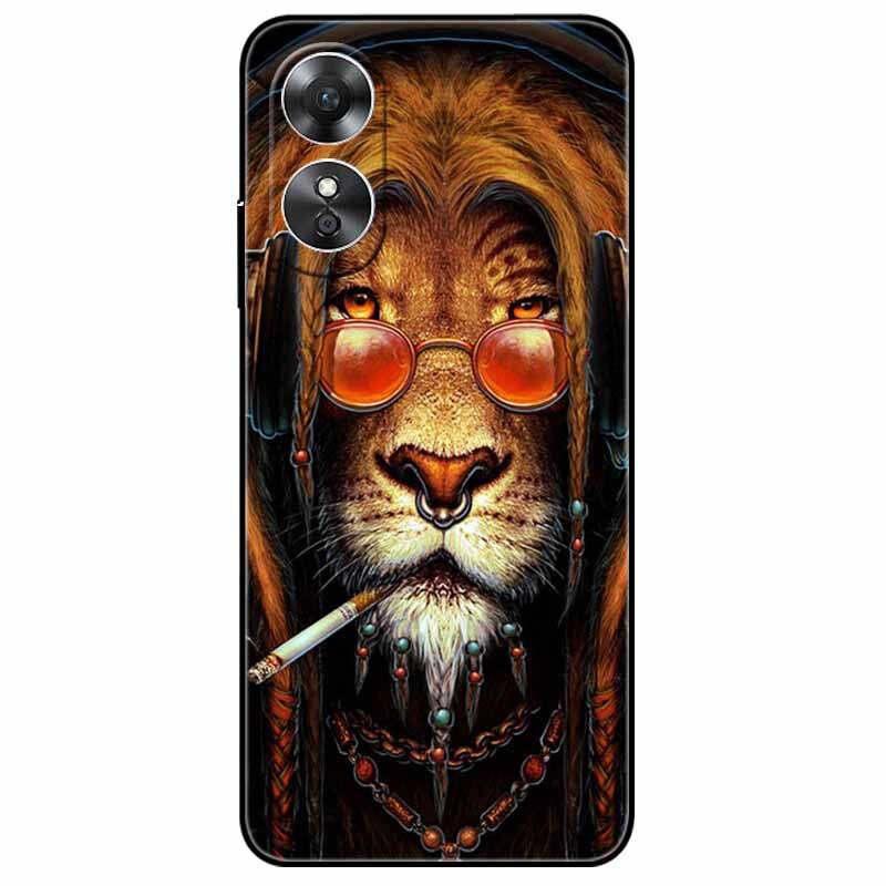 For OPPO A98 5G A 98 Case Silicone Soft Wolf Lion Cat Black Bumper Funda Coque for OPPO A98 2023 CPH2529 OPPOA98 Protective Bag