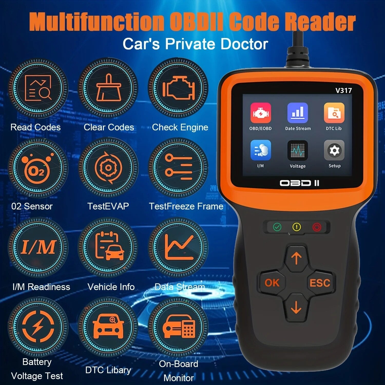 Scanner Auto Check Car Engine Clear Fault Code Reader Automotive Diagnostic Scan Tester Tools Kit Color Screen