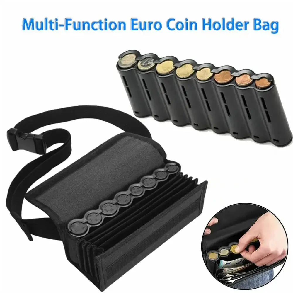 Multi Pockets Coin Storage Bag Waist Bag 8 Slots Coin Holder Dispenser Euro Sorter For Waiter Driver Cashier Money Bills Safe