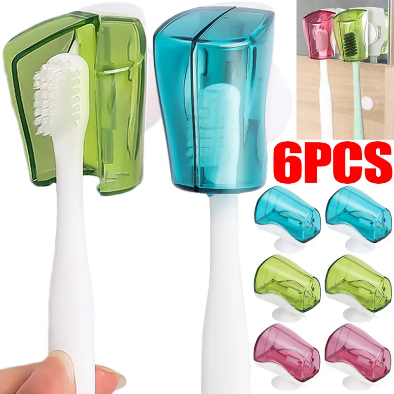 Portable Toothbrush Head Covers with Suction Cup Toothbrush Dustproof Holder Protector Case Caps For Bathroom Travel Accessories