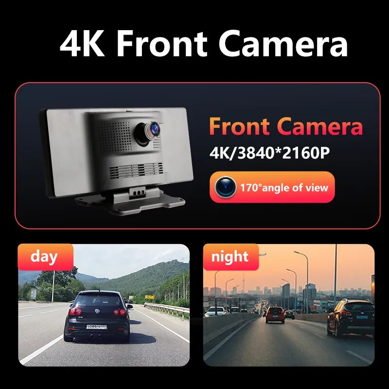 Seicane 4K 10.26" Carplay Dash Cam Rearview mirror camera Wifi  Android Auto Dual Lens Car DVR Video Recorder GPS 24H Park AUX