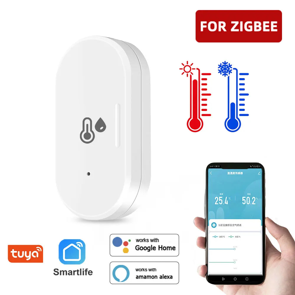 Tuya Zigbee Temperature And Humidity Sensor Need Zigbee Gateway Hub Smart Home Indoor Hygrometer Alexa Google Voice Control