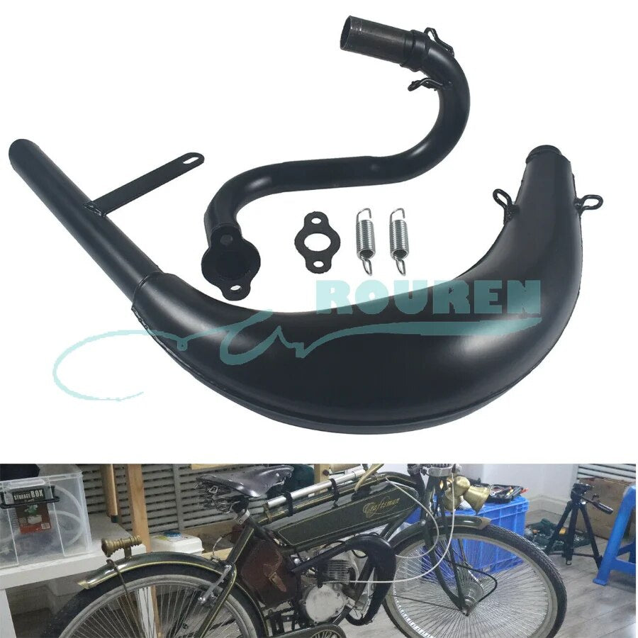Motorcycle Banana Exhaust Pipe Tip Gas Engine Curved For Motorbike 50 80cc 2 Stroke Pit Dirt Bike Muffler Scooter Modified Parts