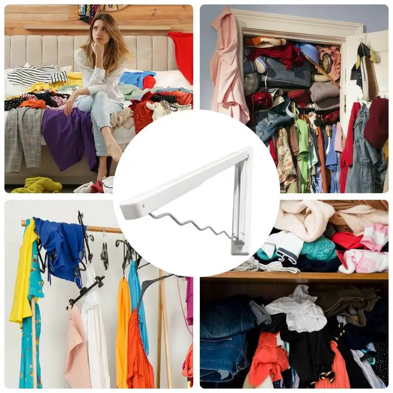 Wall Mounted Clothes Hanger  Drying Rack Folding Clothes Hanger Wall Mount Indoor Amp Outdoor Space Saving Home Laundry Clothes