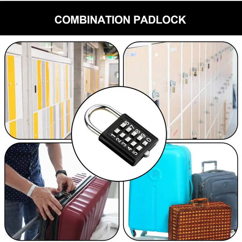 Number Lock For Lockers Small Combination Lock 8/10 Digits Outdoor Digital Code Padlock Button Combination Security Padlock
