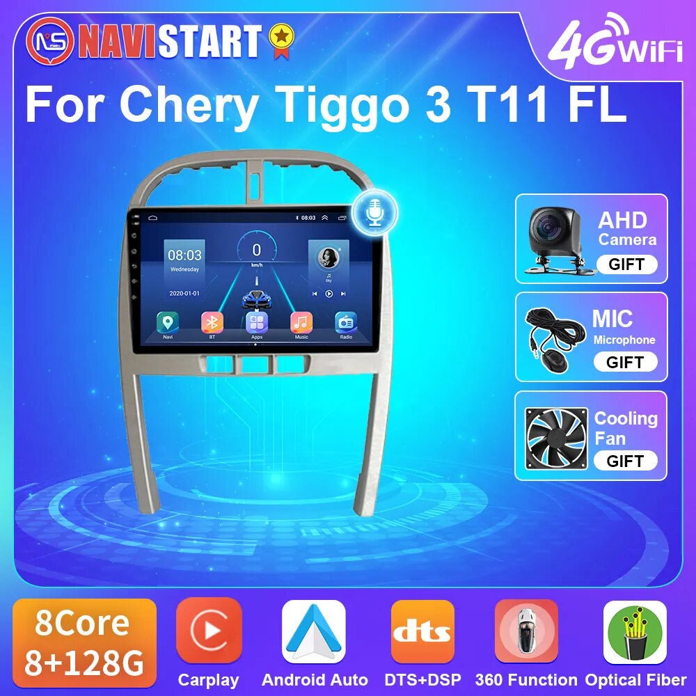 NAVISTART T5 For Chery Tiggo 3 T11 2009-2014 Car Radio Android 10 GPS Navigation Auto Carplay DSP 4G WIFi NO DVD Player 2 Din