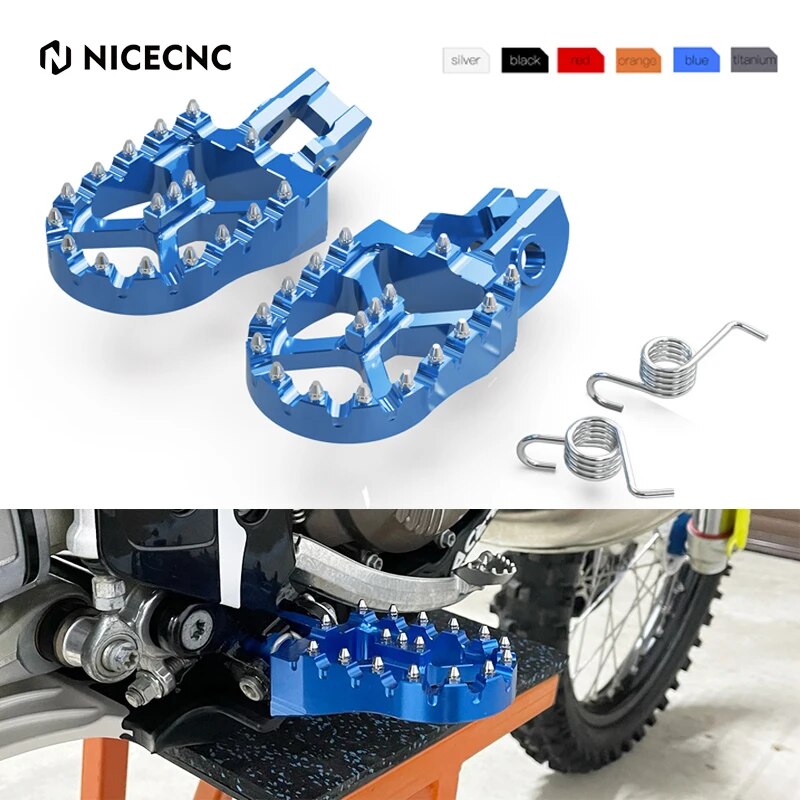 NICECNC 57mm Wide Foot Pegs Footrest Pedals For Husqvarna TE 300 FE 350 125 250 400 450 500 501 2017-2023 TX FX TC FC 2017-2022