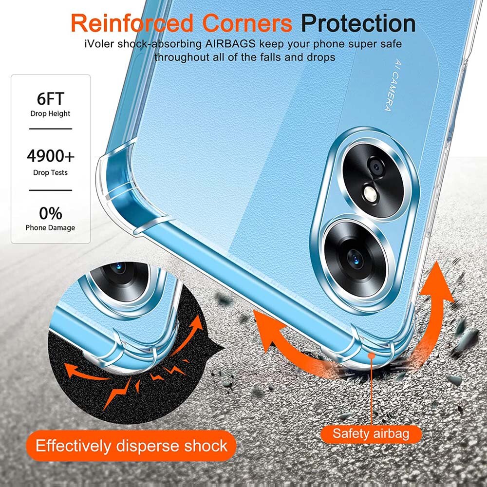 Clear Case For Oppo A17 4G Case A57s A57e A57 5G Thick Shockproof Soft Silicone Phone Cover for Oppo A17k A78 5G A77 4G A77s A57