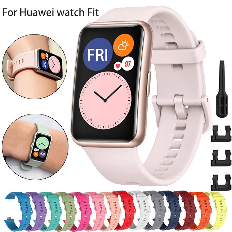 Silicone Band For Huawei Watch Fit Strap Smartwatch Accessories Replacement Wrist bracelet correa huawei watch fit 1 Gift Strap