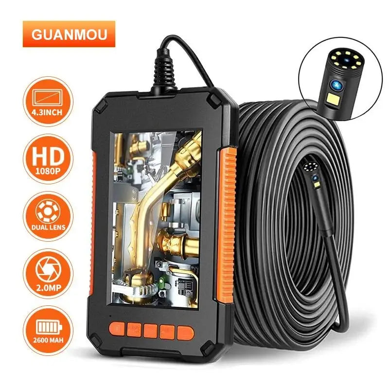 Industrial Endoscope Camera 1080P 4.3 "Single Dual Lens HD1080P Car Inspection Borescope IP68 Waterproof Sewer Camera With LED