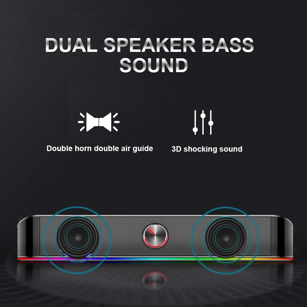 REDRAGON GS560 Adiemus Aux 3.5mm Stereo Surround Music Smart RGB Speakers Column Sound Bar for Computer PC Notebook Loudspeakers