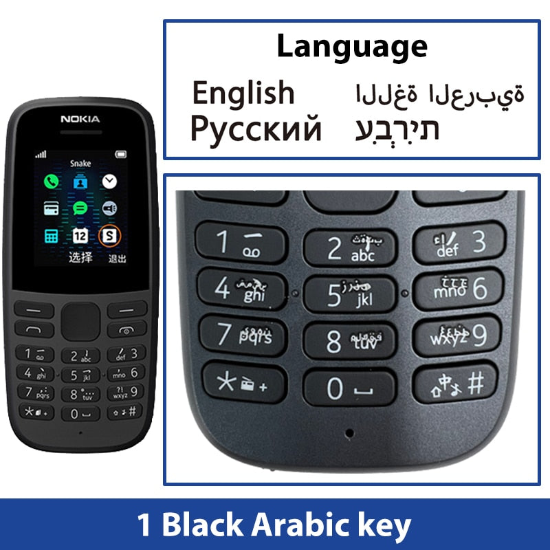 New and Original Nokia 105 2G Feature Push-button Phone 1.77" Display 4MB Storage 800mAH Battery Long Standby Flashlight Radio