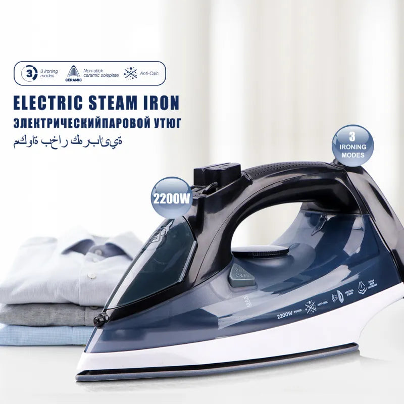 Steam iron hand-held hanging electric with cord for wet and dry use 2200W Portable Clothes Pressing Laundry Appliances Household