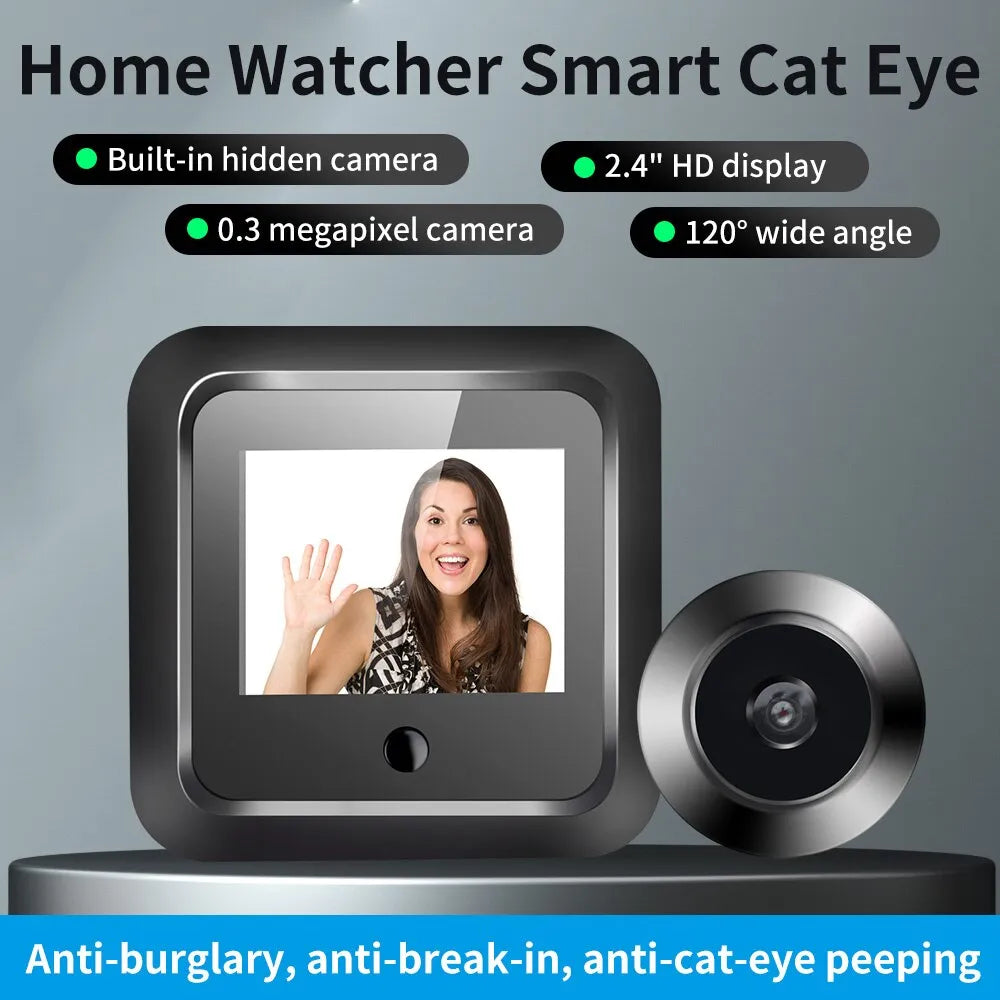 New 2.4 Inch Peephole 120° Smart Digital Door Viewer Camera Security Monitor 240x320 HD Visual Doorbell 300000 Pixels Resolution