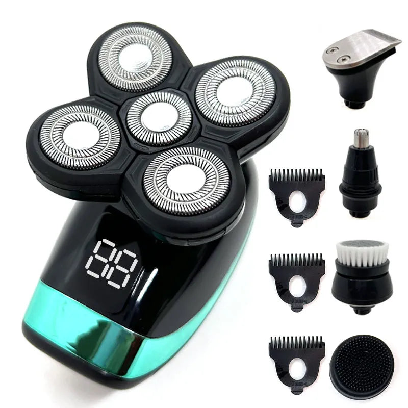 5 IN 1 Electric Razor Electric Shaver Rechargeable Shaving Machine for Men Beard Razor Wet-Dry Dual Use Waterproof Fast Charging