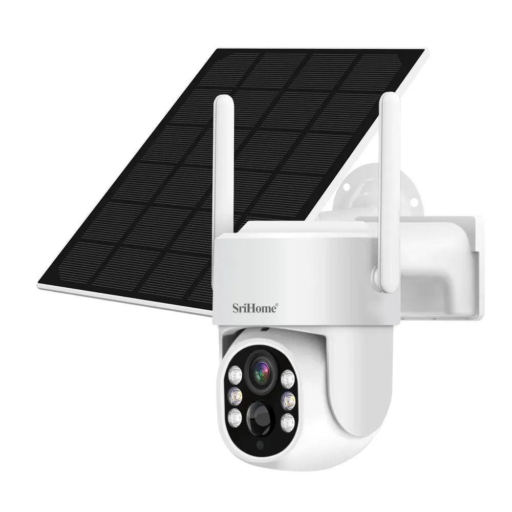Srihome DH005 2K UHD Solar Power Low Comsunption Wireless PTZ IP Dome Camera Full Color AI Humanoid Detection CCTV Monitor