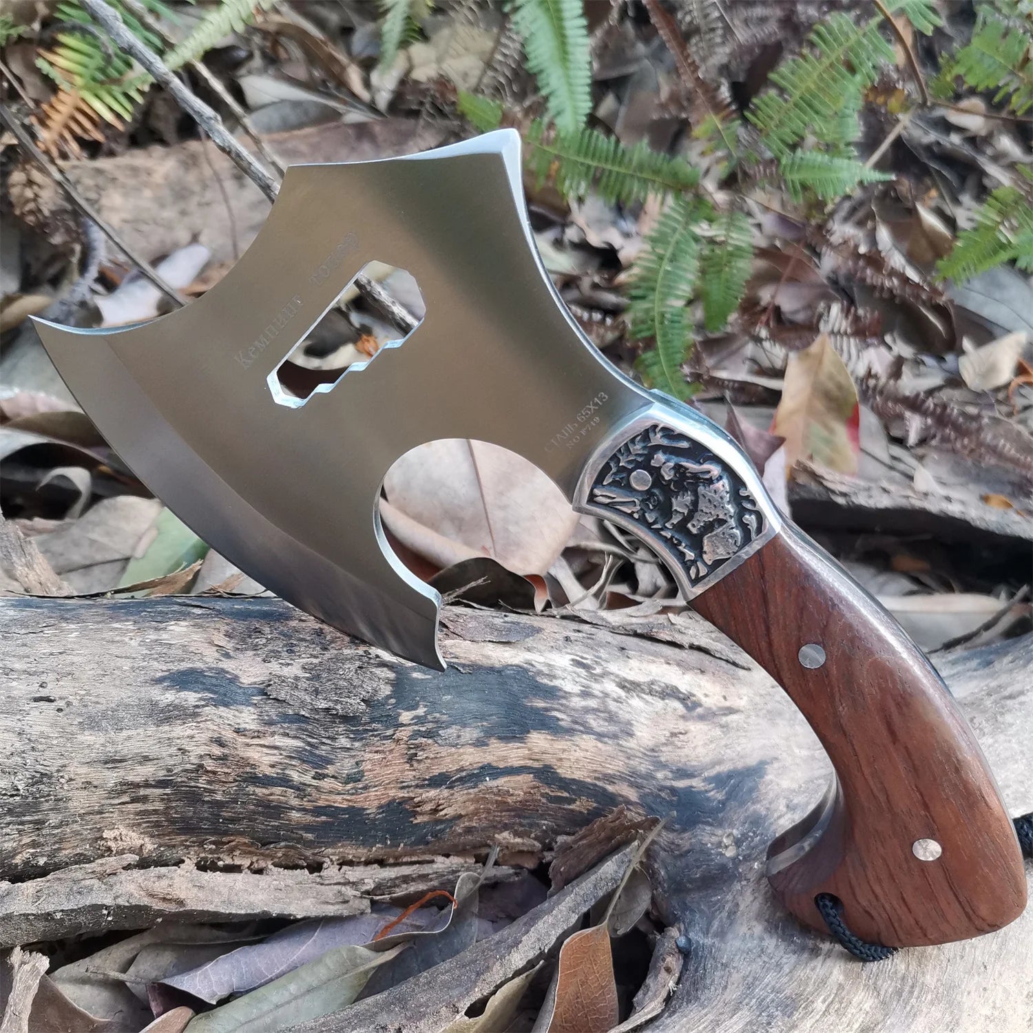 Camping Hatchet, Forged Steel Construction Survival Hatchet, with Nylon Sheath, Anti-Slip & Shock Reduction Grip, Tactical Axe