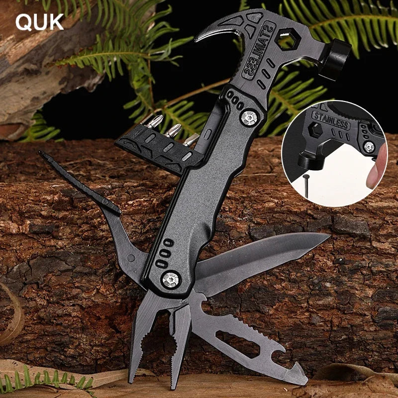 Portable Folding Hammer Small Axe Hammer Camping Pocket Knife Pliers Mini Multifunctional Hunting Camping Survival Outdoor Tool