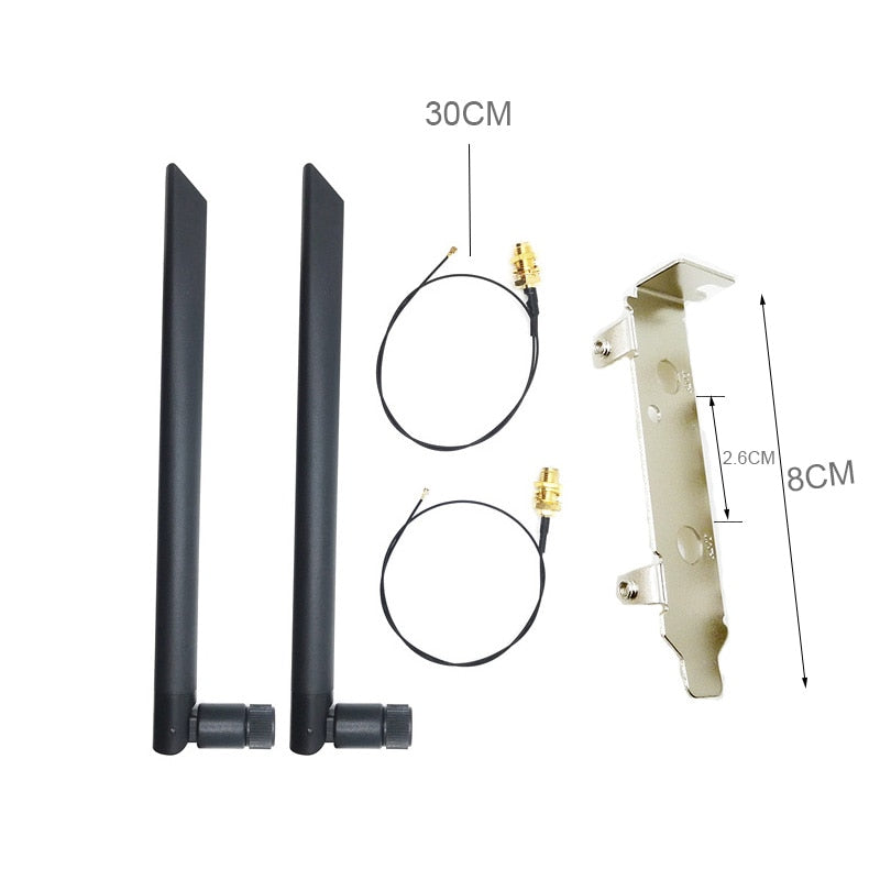 8DBi External Antenna with Bracket IPEX MHF4 to RP-SMA for M.2 NGFF Wifi Card AC3160/3165/7260/7265/8260/8265/9260/9560 Wifi 6